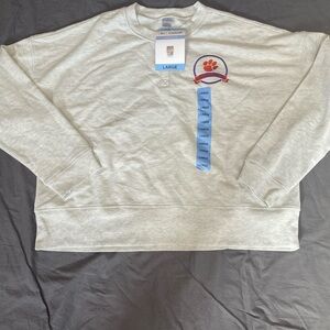 Women's Light Gray Sweatshirt with Embroidered Clemson Paw Logo